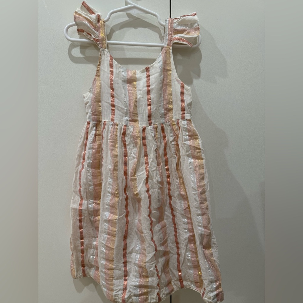 Charming Striped Kids Dress in Pink and Gold